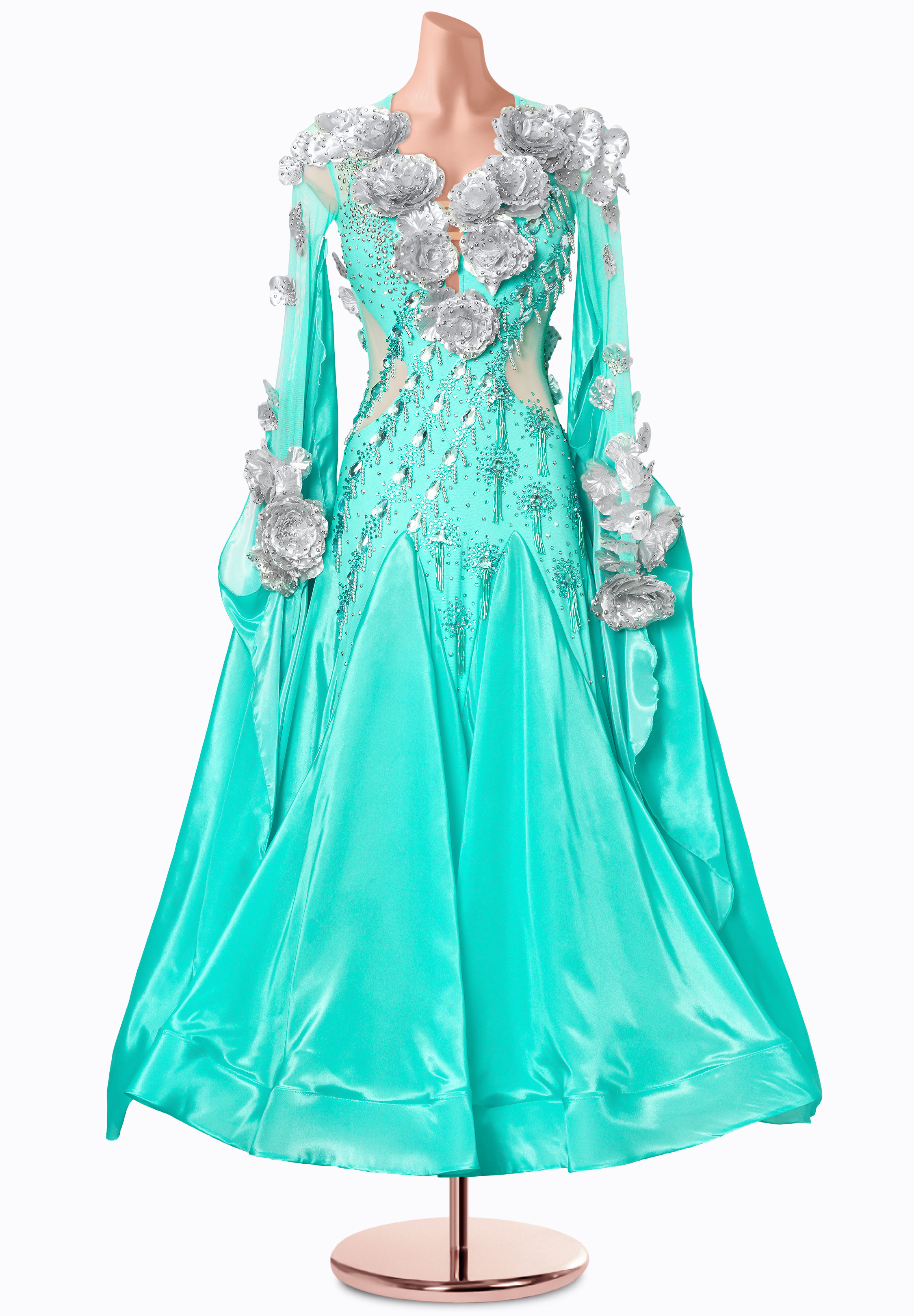 Silver Blossom Ballroom Gown MF-B0513