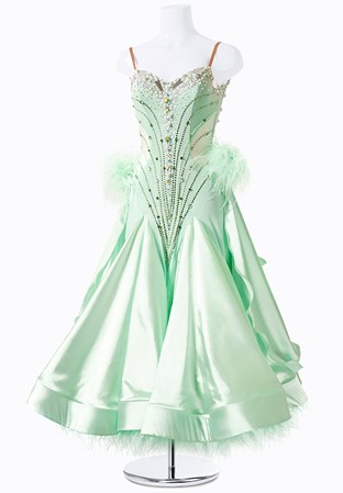 Sleek Feather Trim Ballroom Dress MFB0133