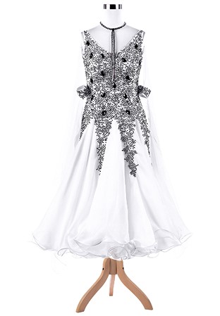 Snowflake Obsidian Applique Ballroom Competition Dress A5305