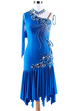 Sparkling Single Sleeve Frilled Latin Rhythm Dress VN-L5308