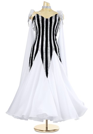 Stricking Stripe Bodice Ballroom Performance Dress PCWB18011