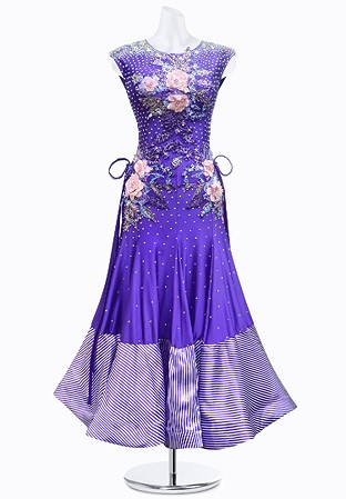 Striped Flower Ballroom Gown JT-B3801