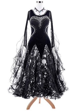 Stunning Heart Motif Bubble Print Ballroom Competition Dress VN-A5307