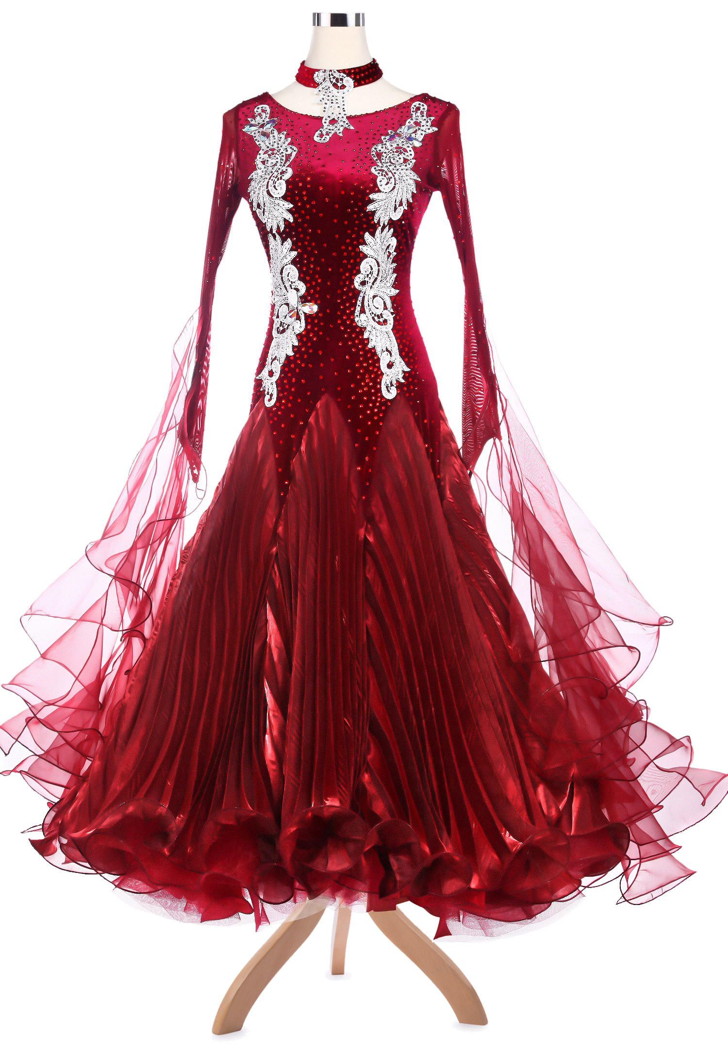 Superb Beaded Flowing Pleated Ballroom Competition Dress VN-A5193