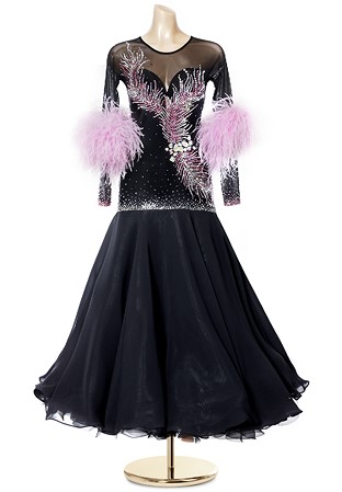 Sweetheart Feather Sleeve Ballroom Competition Gown PCWB19033