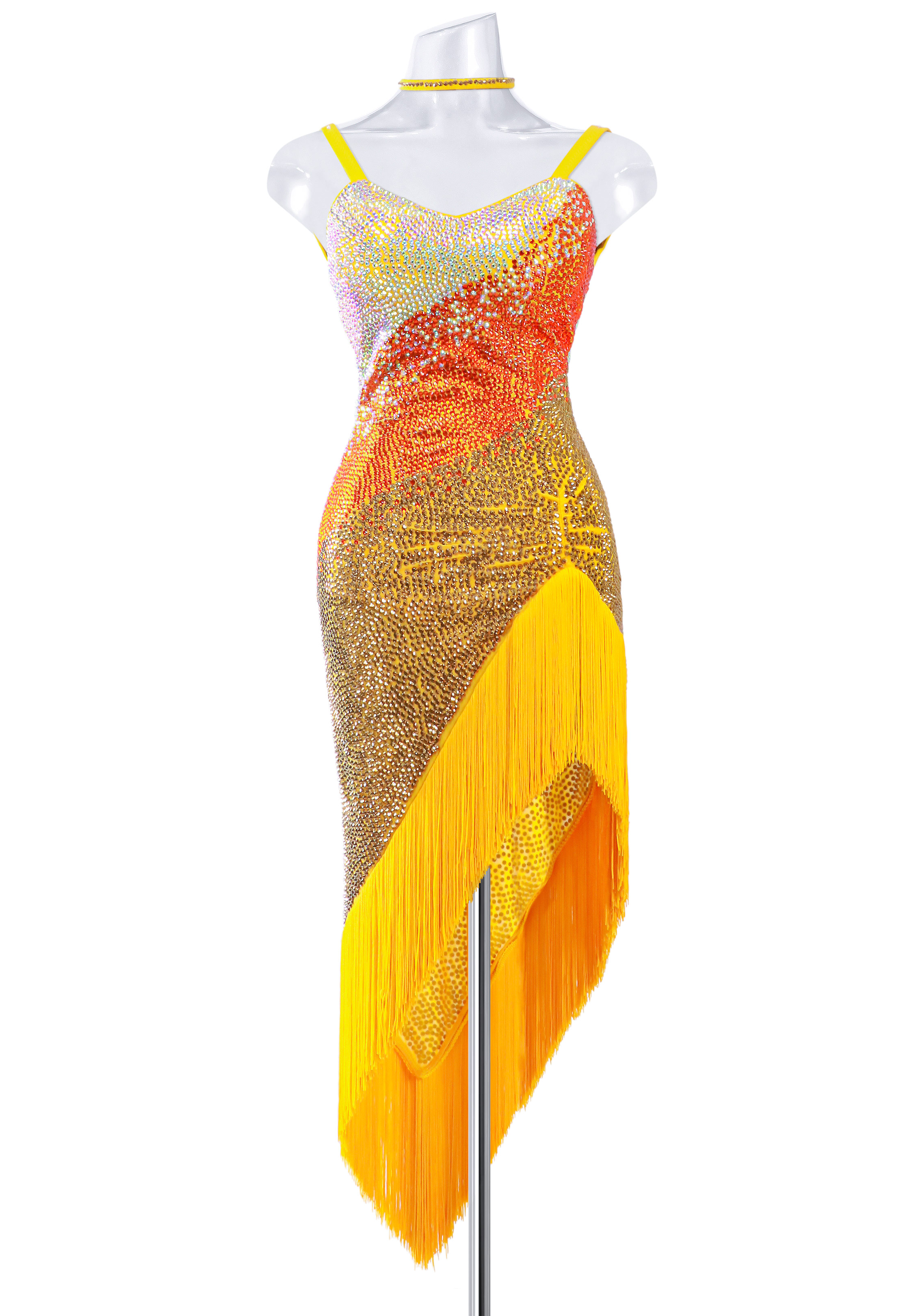 Swirling Hand Stoned Latin Fringe Dress MQ-L212