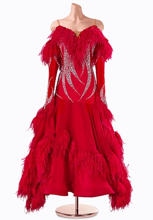 Crimson Plume Ballroom Gown TID-BM1084