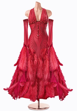 Scarlet Plume Ballroom Gown TID-BM1225