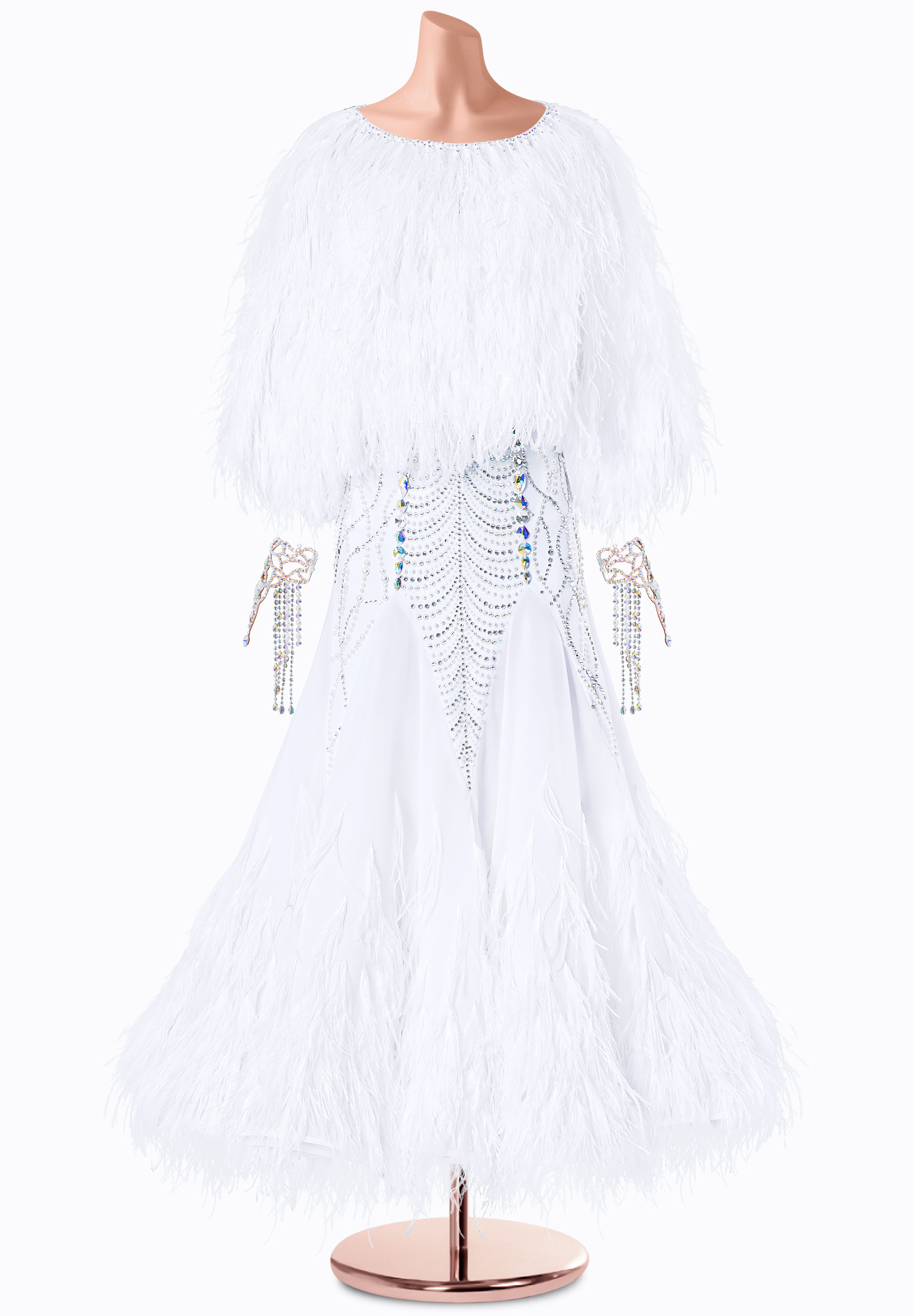 Ivory Cape Ballroom Gown TID-BM1359