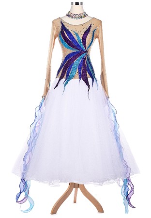 Tri-colored Crystal Motif Ballroom Competition Dress VN-A5183