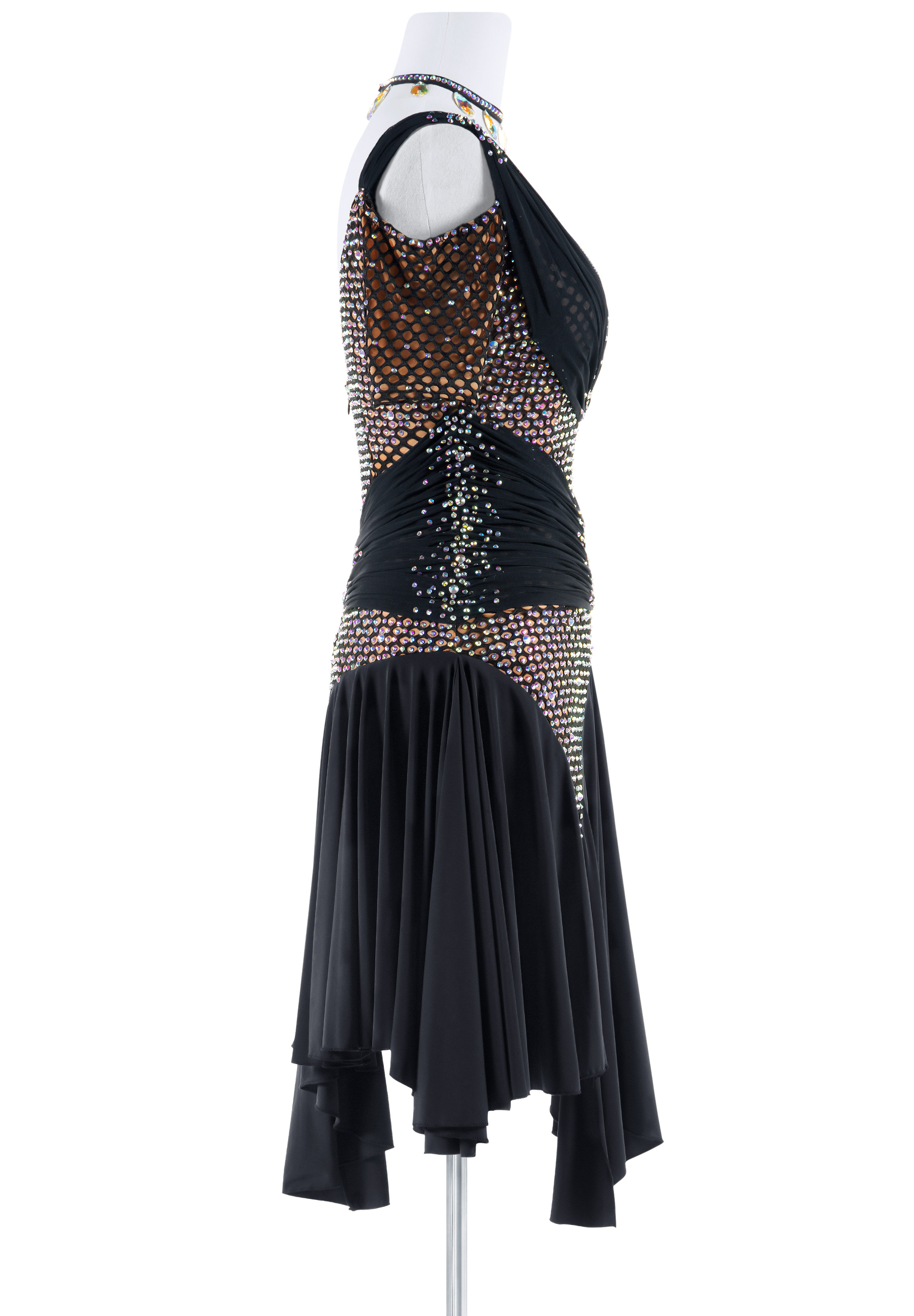 Truffle Chocolate Netting Latin Rhythm Gown L5330 International Latin