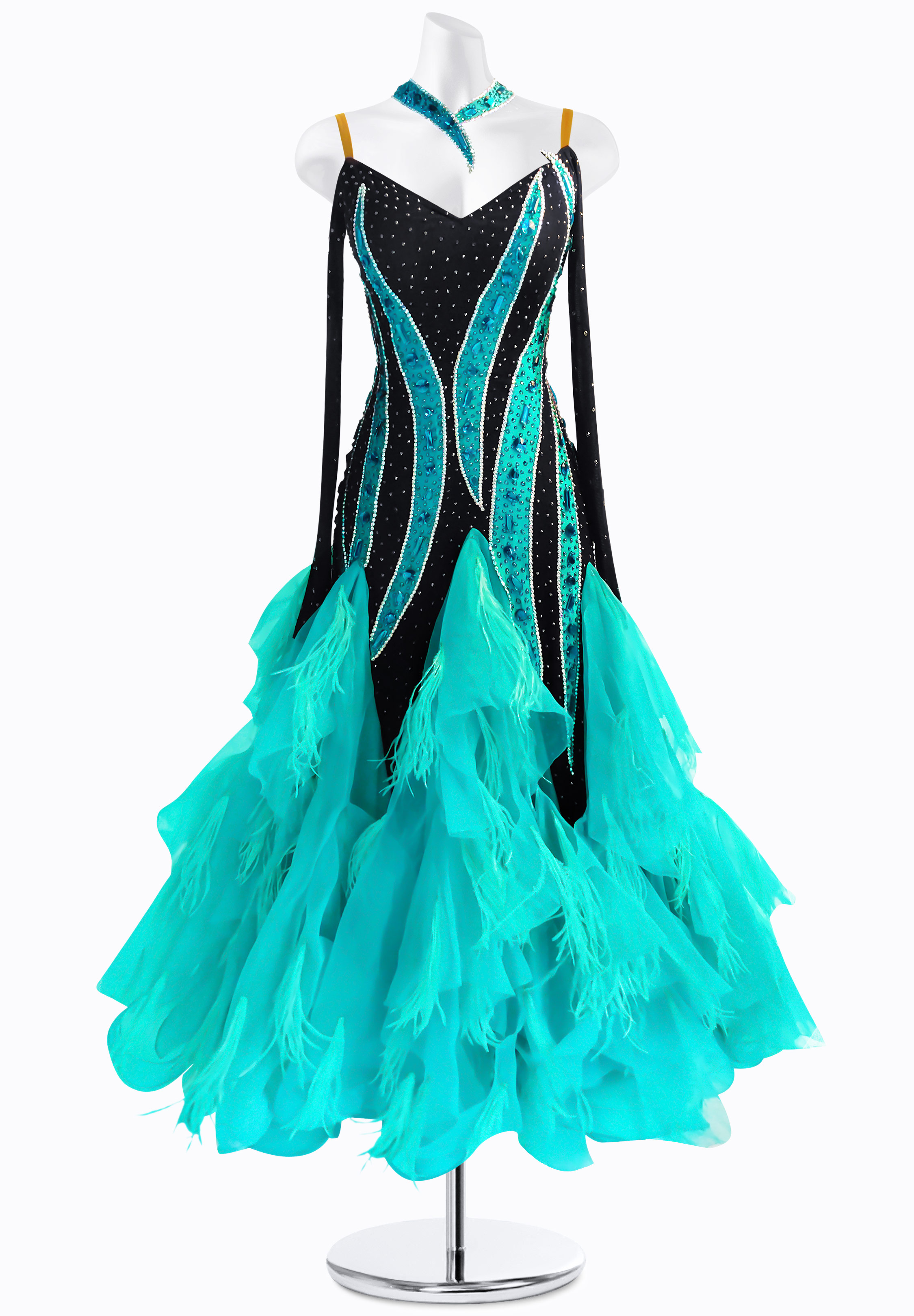 Turquoise Wave Ballroom Gown AM-B3002
