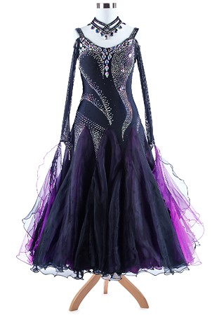 Unique Crystal Motif Puffy Ballroom Dance Competition Dress A5331