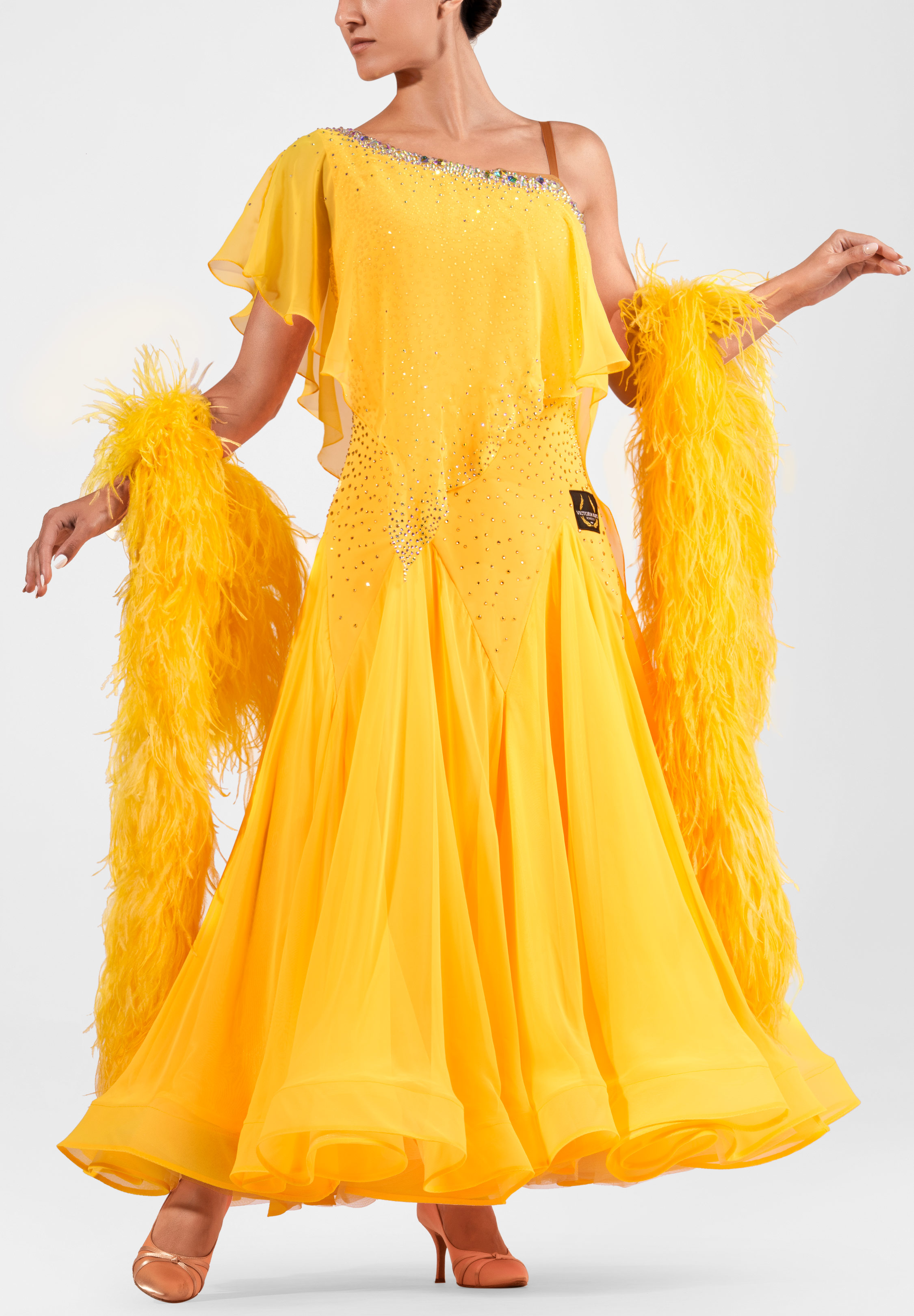 Marigold Flame Ballroom Gown VB-B25006
