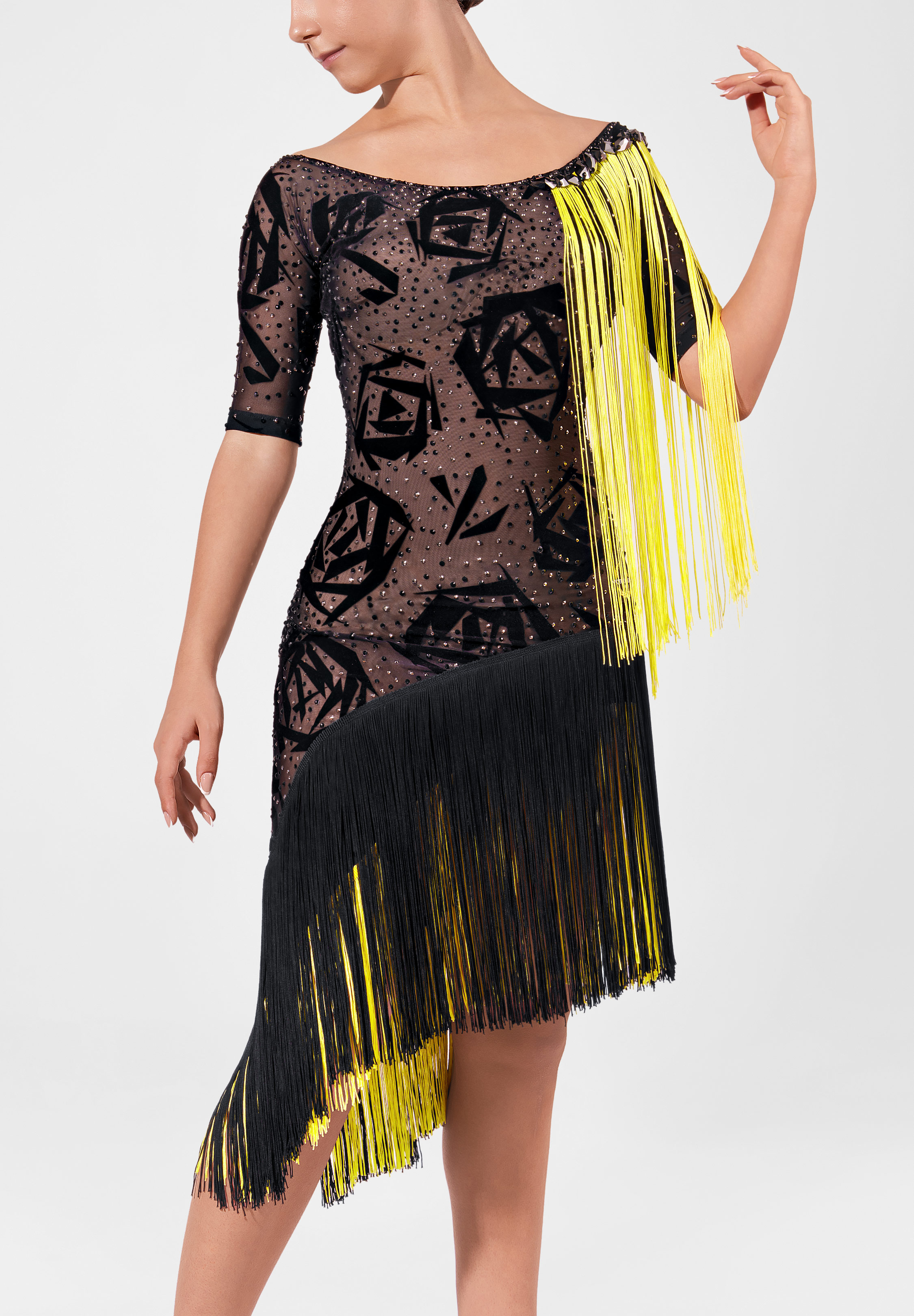 Abstract Rose Latin Dress VB-L25037