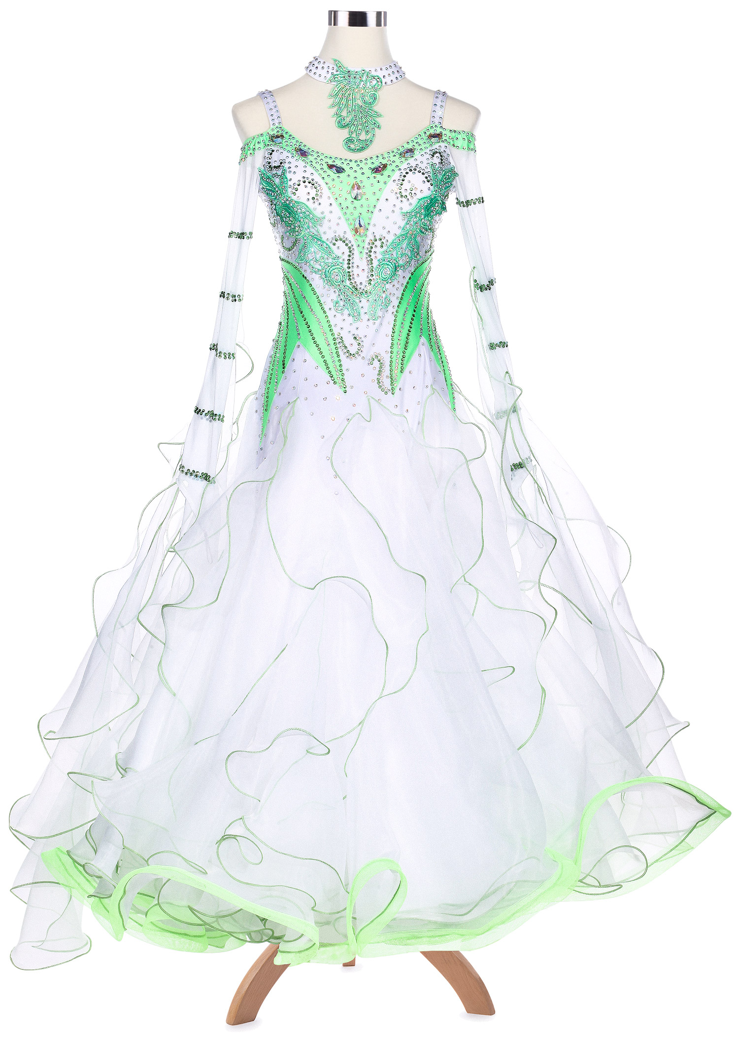 Vibrant Patchwork Inverted Petal Ballroom Competition Dress VN-A5160