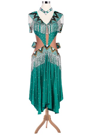 Vintage Sailor Collar Fringe Accented Latin Competition Dress VN-L5205
