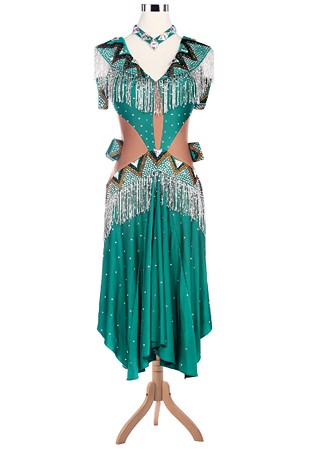 Vintage Sailor Collar Fringe Accented Latin Competition Dress L5205
