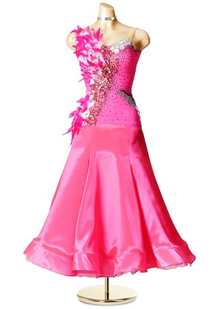 Winsome Gemstone Feathered Ballroom Gown PCWB19159
