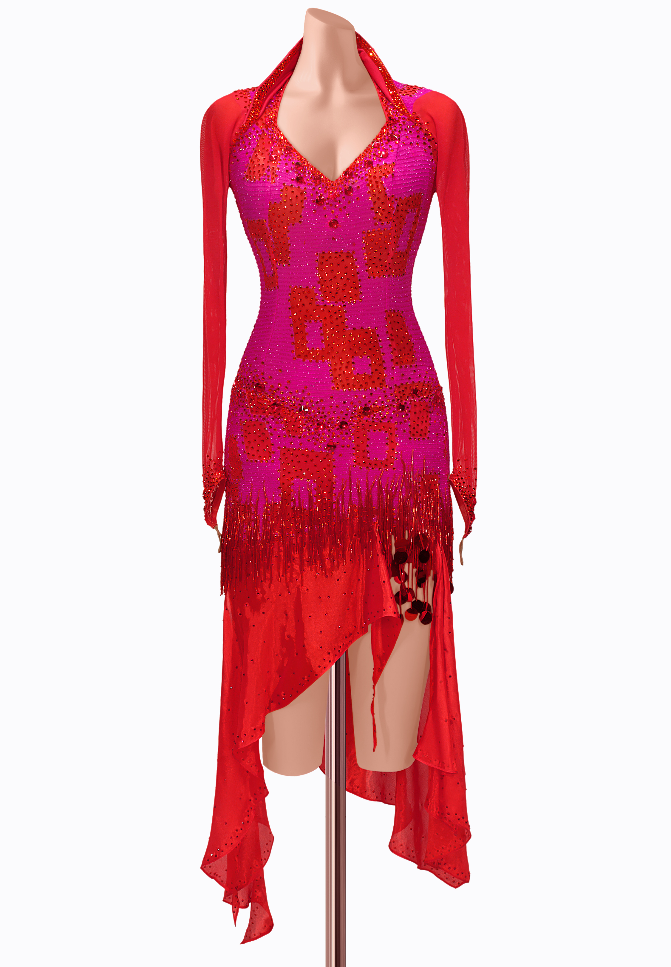 Coral Bloom Latin Dress ZA-18L004