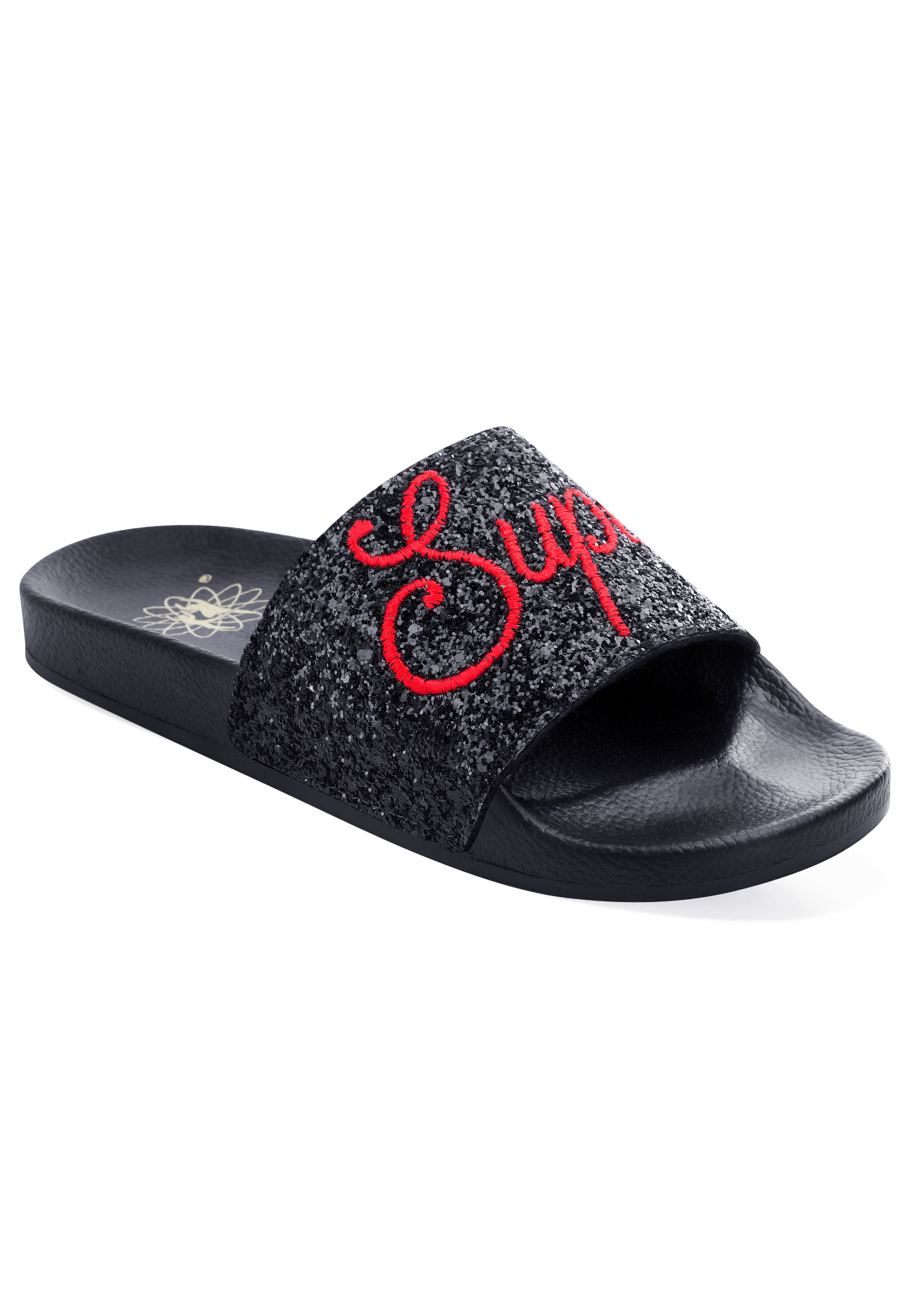 Supadance 7088 Kids Black Glitter Slides-Black Glitter