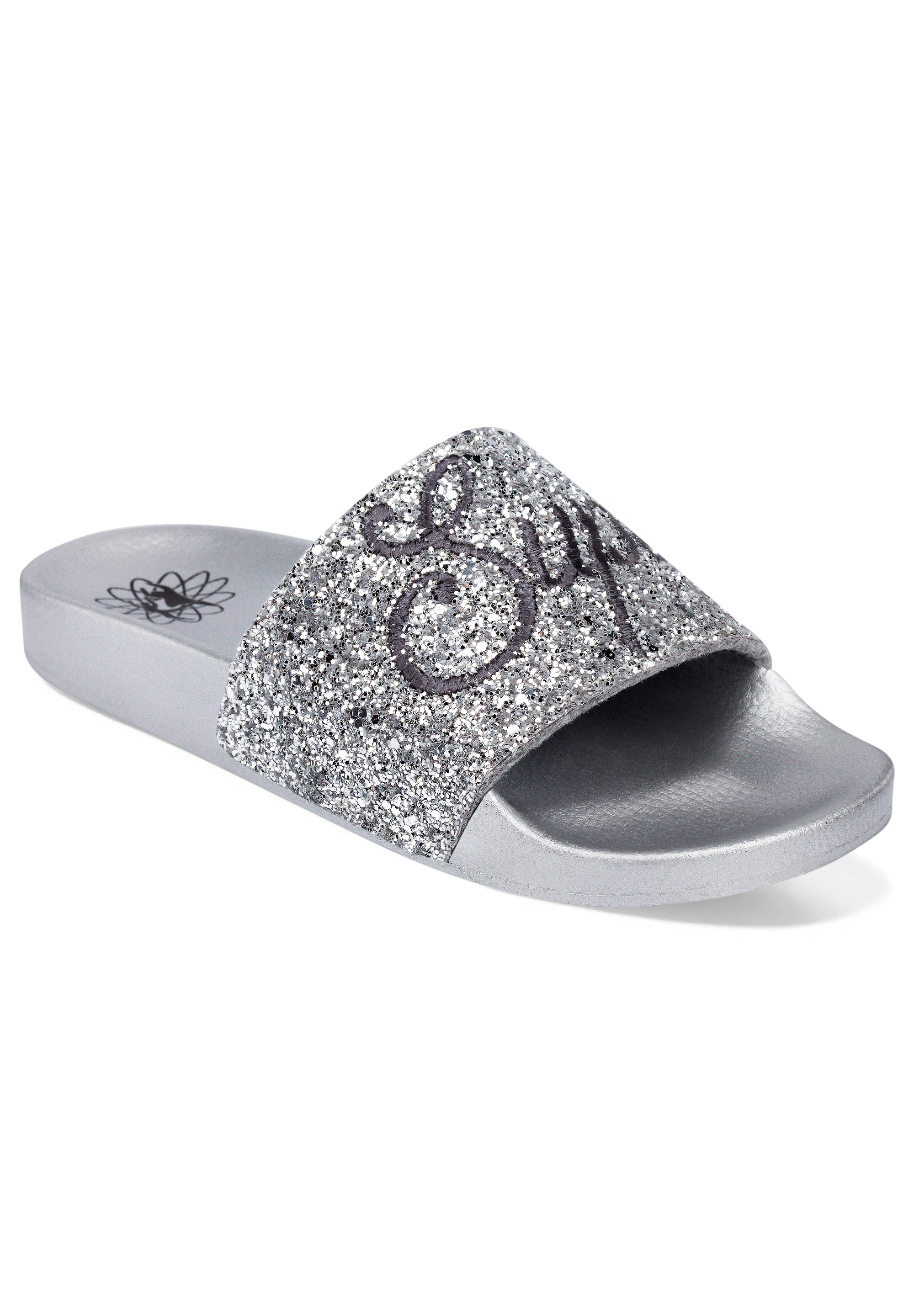 Supadance 7088 Kids Silver Glitter Slides-Silver Glitter
