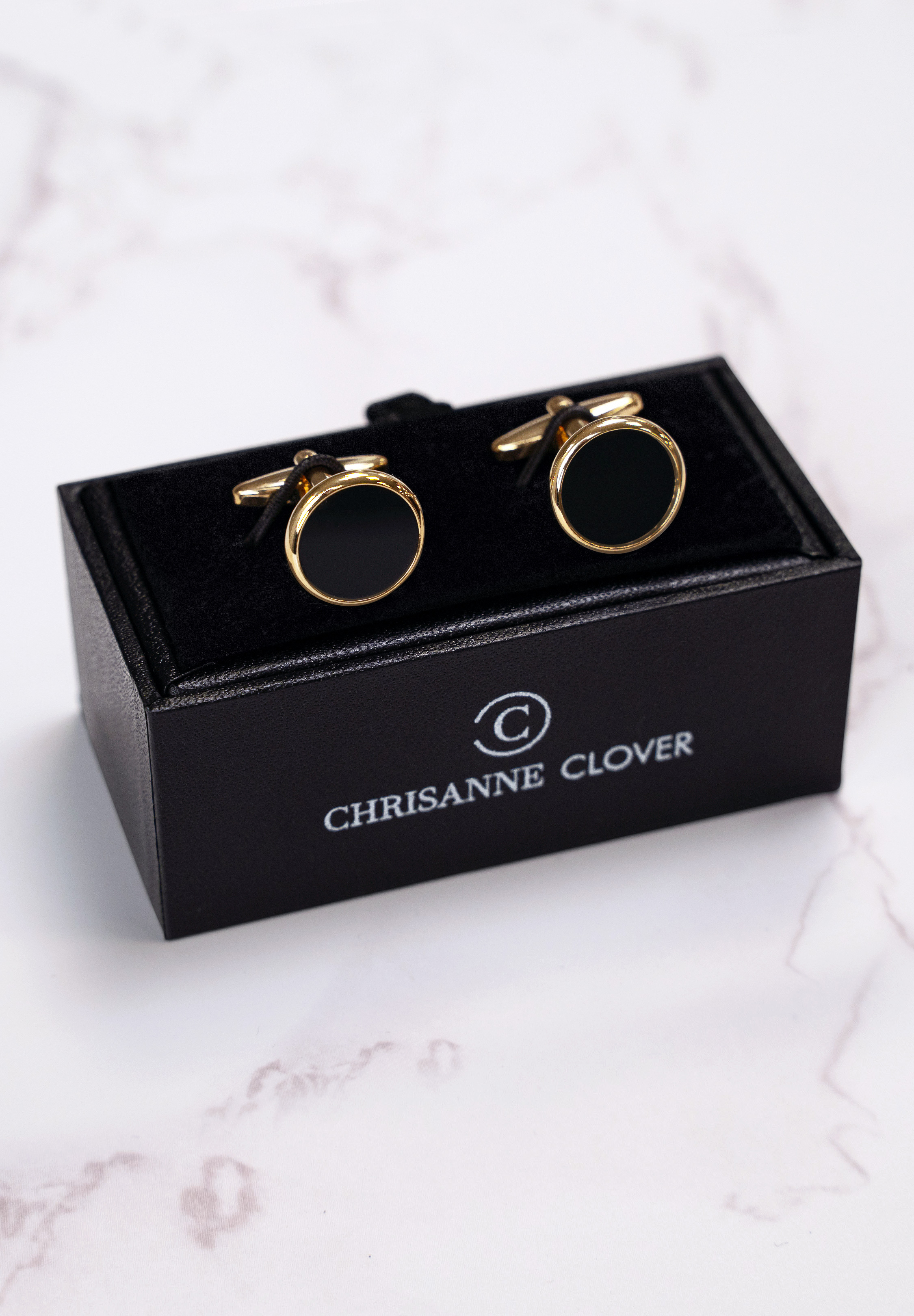 Chrisanne Clover Cufflinks with Gold Trim