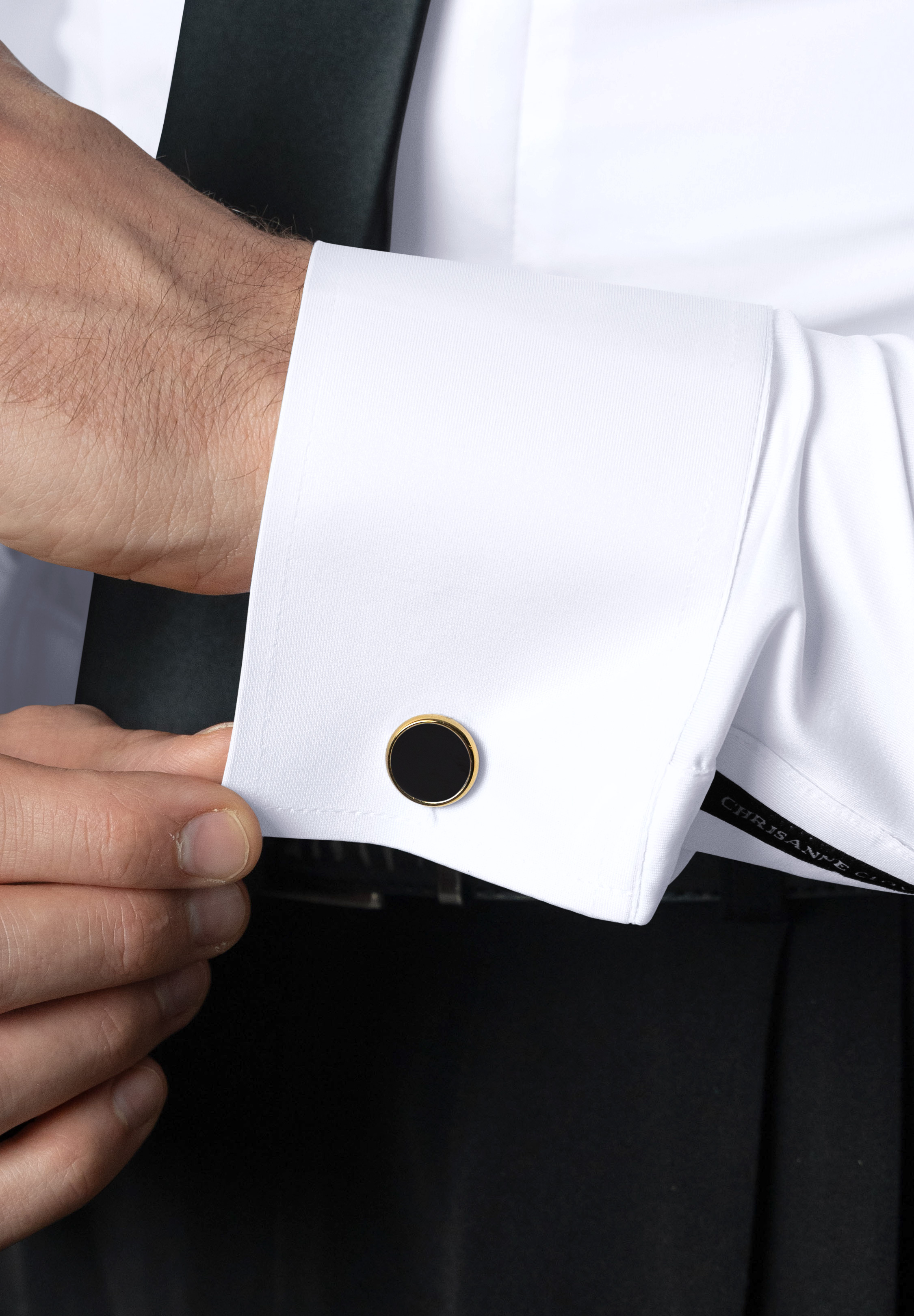 Chrisanne Clover Cufflinks with Gold Trim