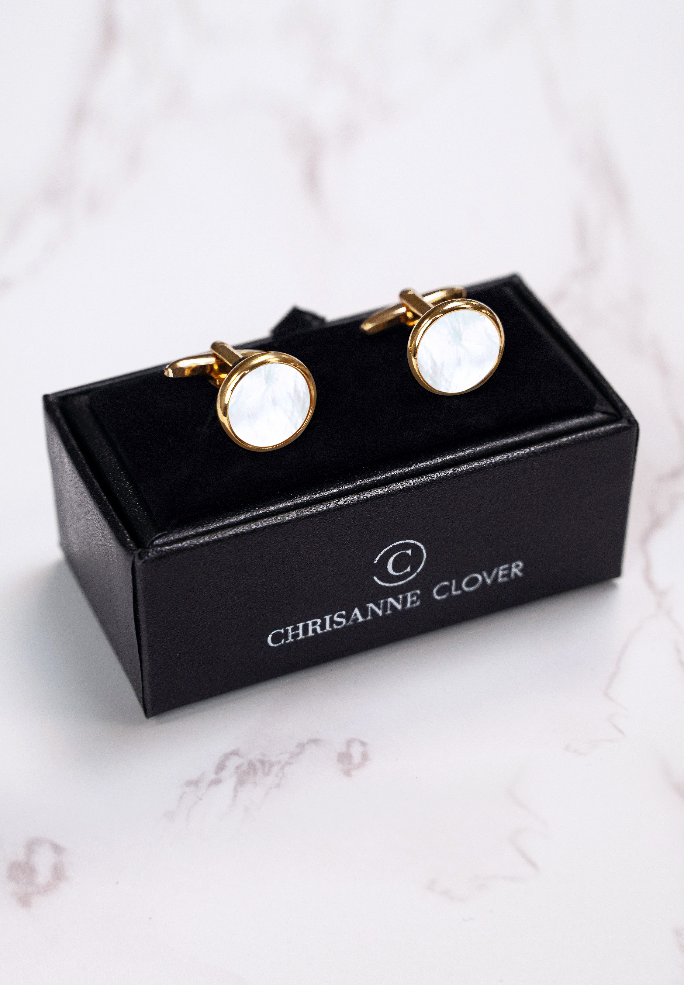 Chrisanne Clover Cufflinks with Gold Trim