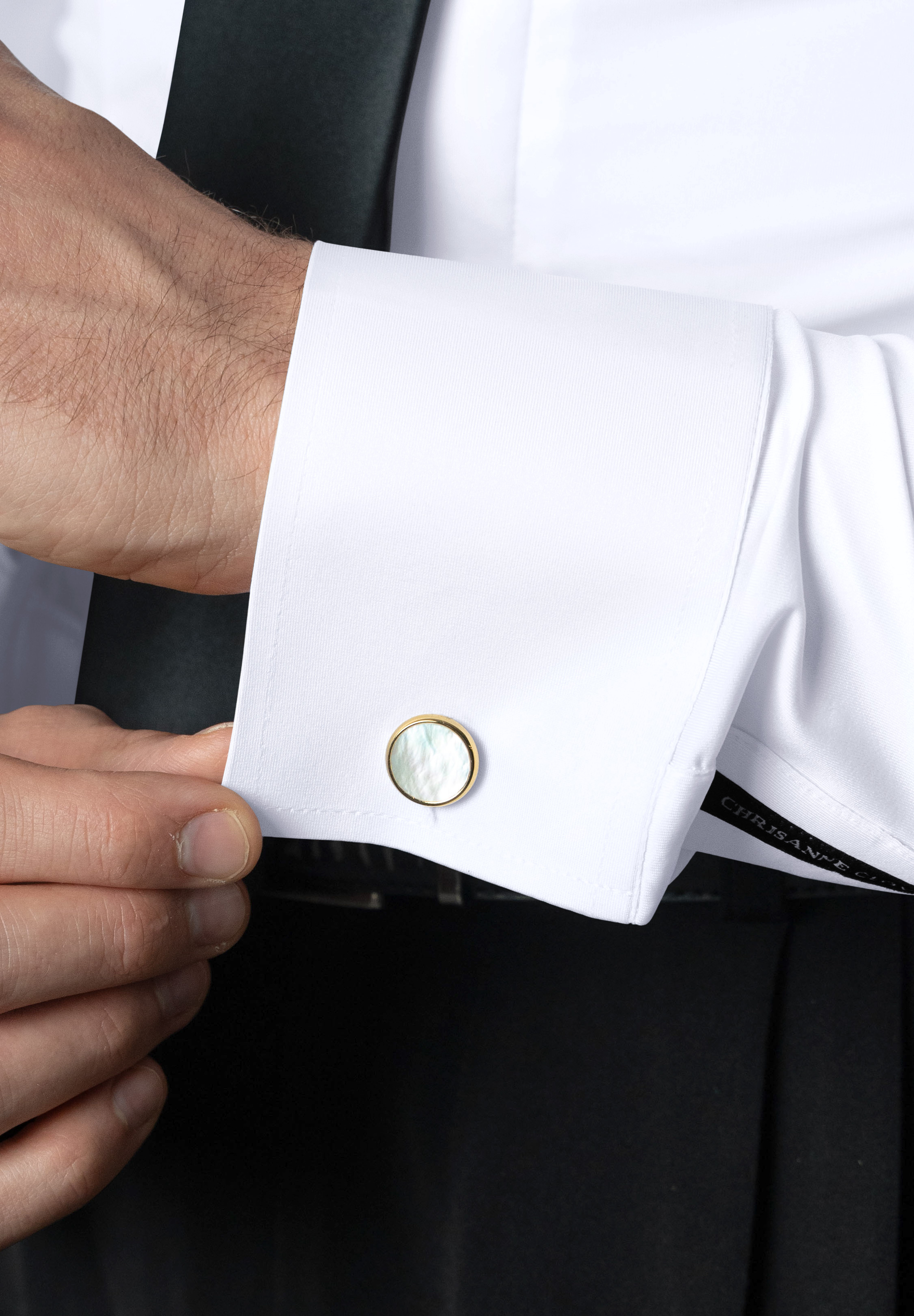 Chrisanne Clover Cufflinks with Gold Trim