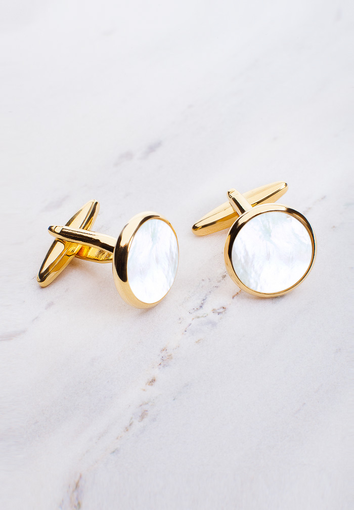 Chrisanne Clover Cufflinks with Gold Trim