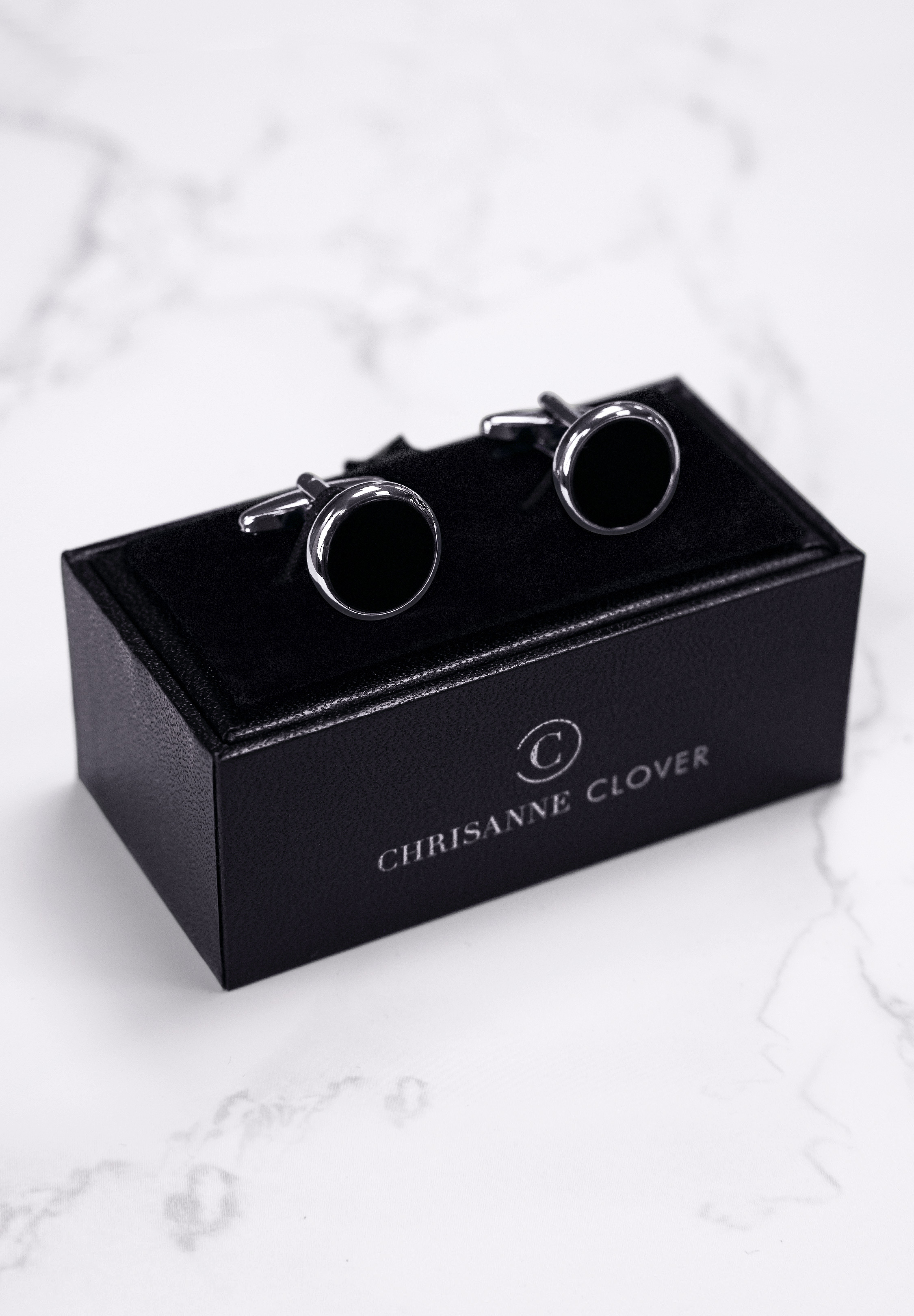 Chrisanne Clover Cufflinks with Silver Trim