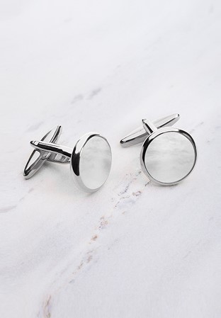 Chrisanne Clover Cufflinks with Silver Trim-Mother of Pearl