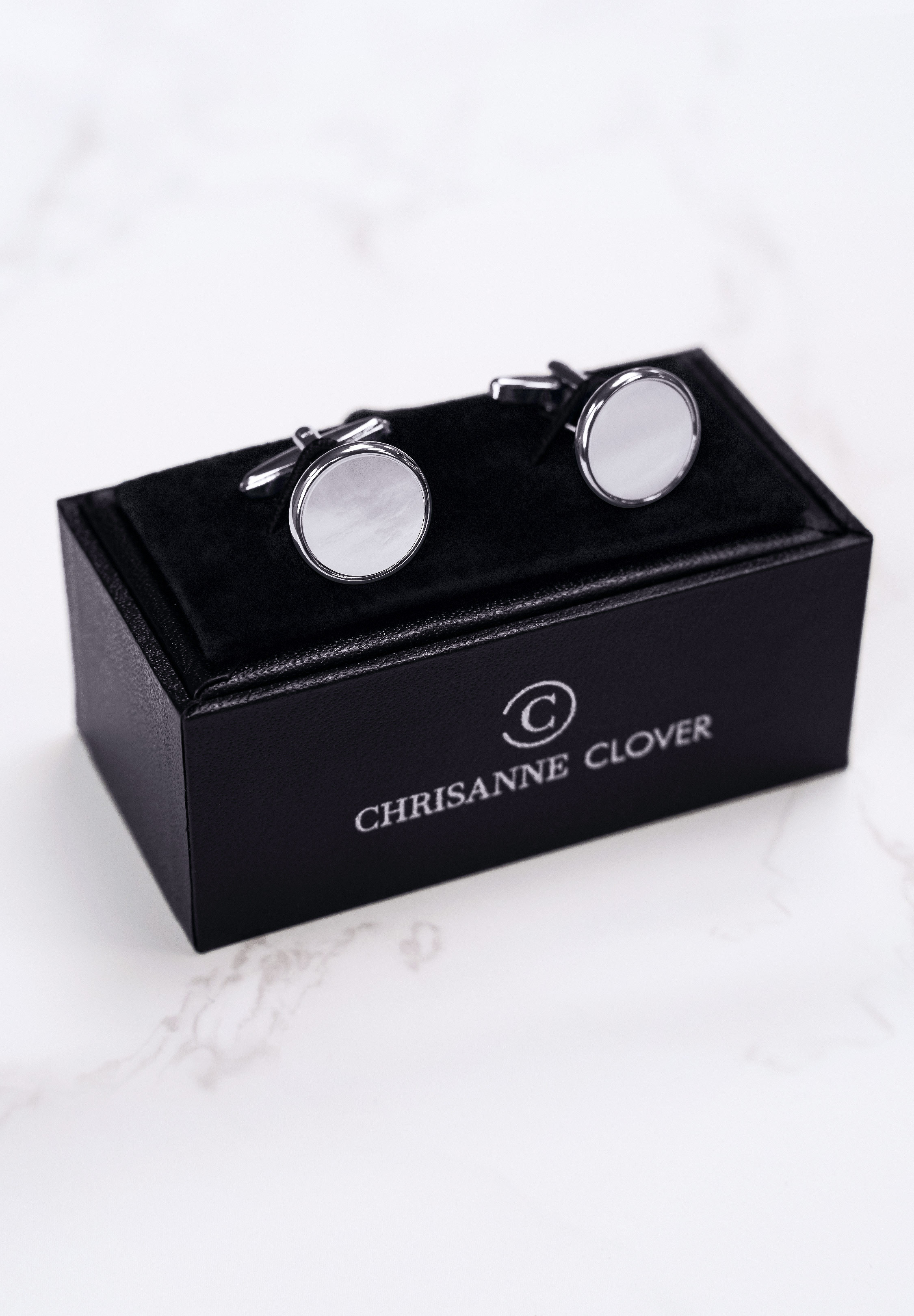 Chrisanne Clover Cufflinks with Silver Trim