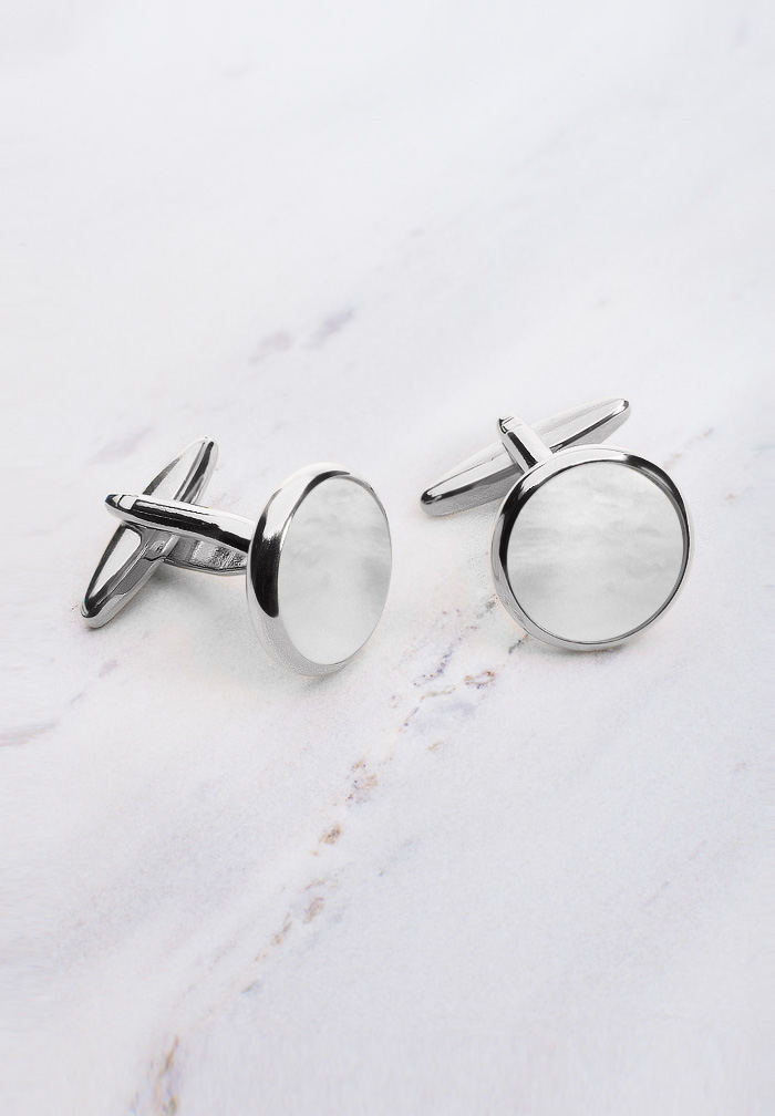 Chrisanne Clover Cufflinks with Silver Trim