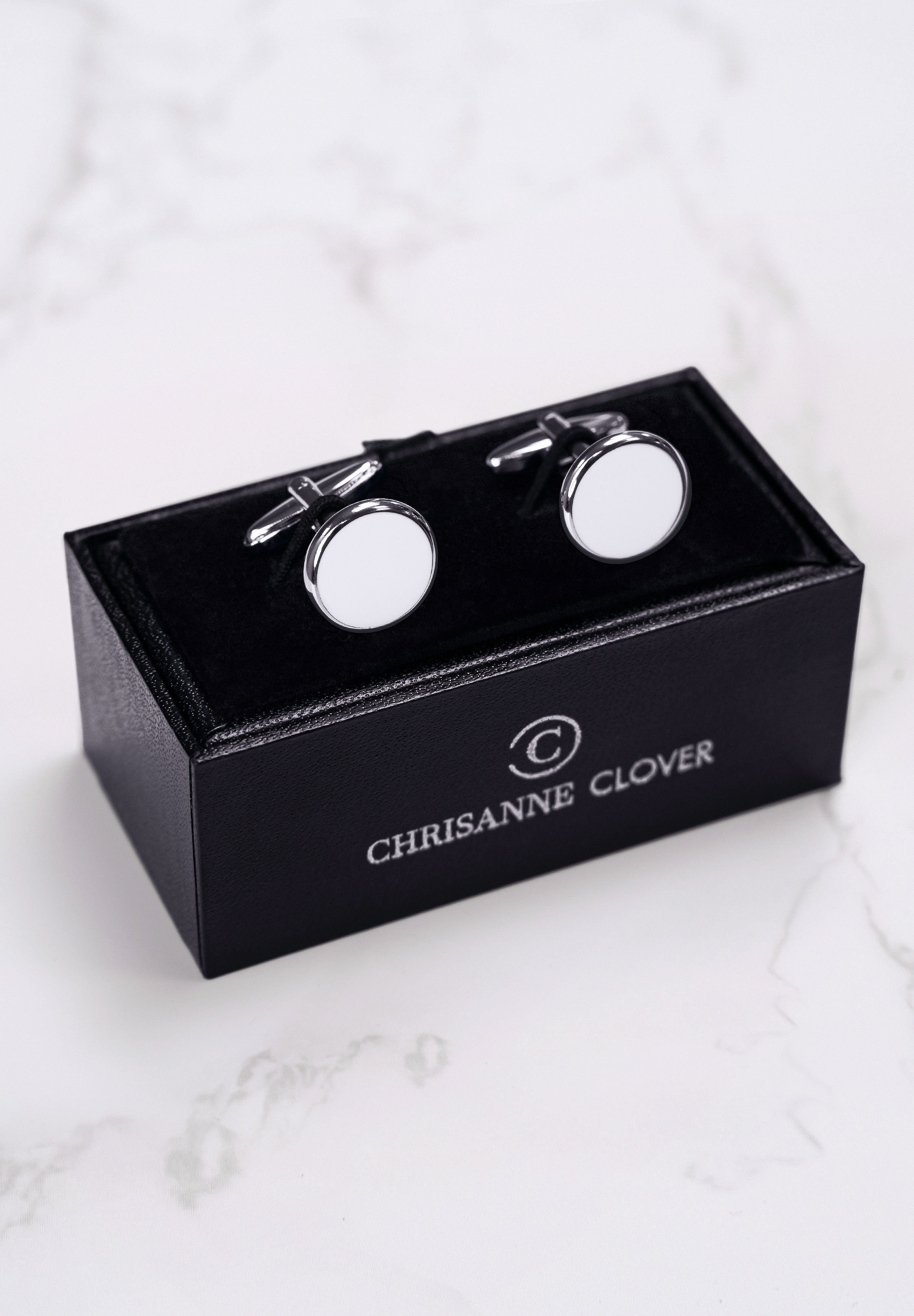 Chrisanne Clover Cufflinks with Silver Trim