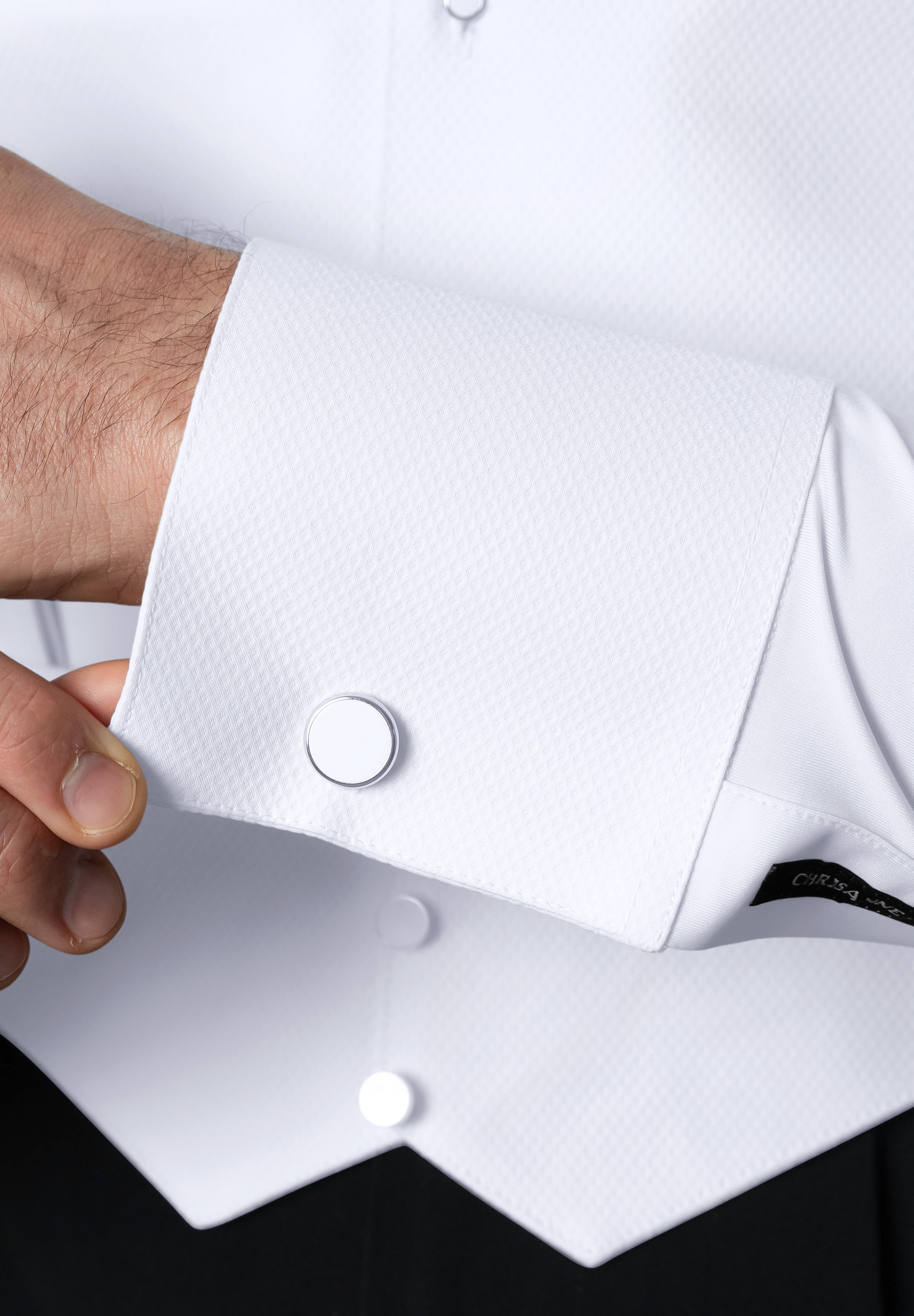 Chrisanne Clover Cufflinks with Silver Trim