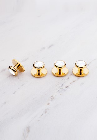 Chrisanne Clover Gold Dress Studs-Mother of Pearl