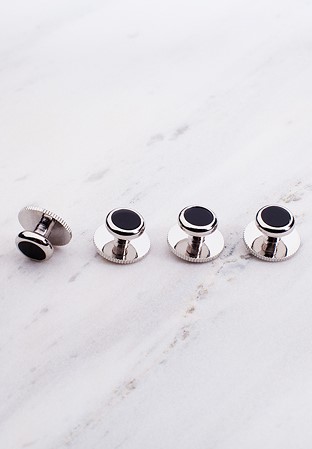 Chrisanne Clover Silver Dress Studs-Black