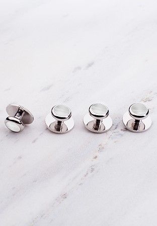 Chrisanne Clover Silver Dress Studs-Mother of Pearl