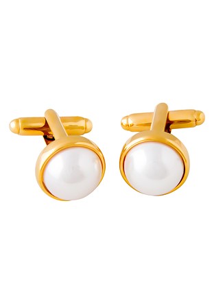 DSI Imperial Cufflinks 4616-White Pearl with Gold Trim