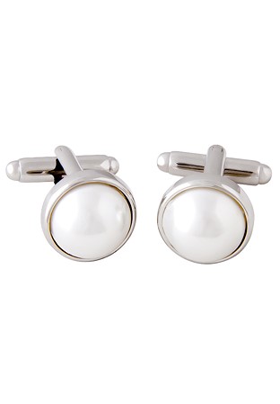 DSI Imperial Cufflinks 4616-White Pearl with Silver Trim