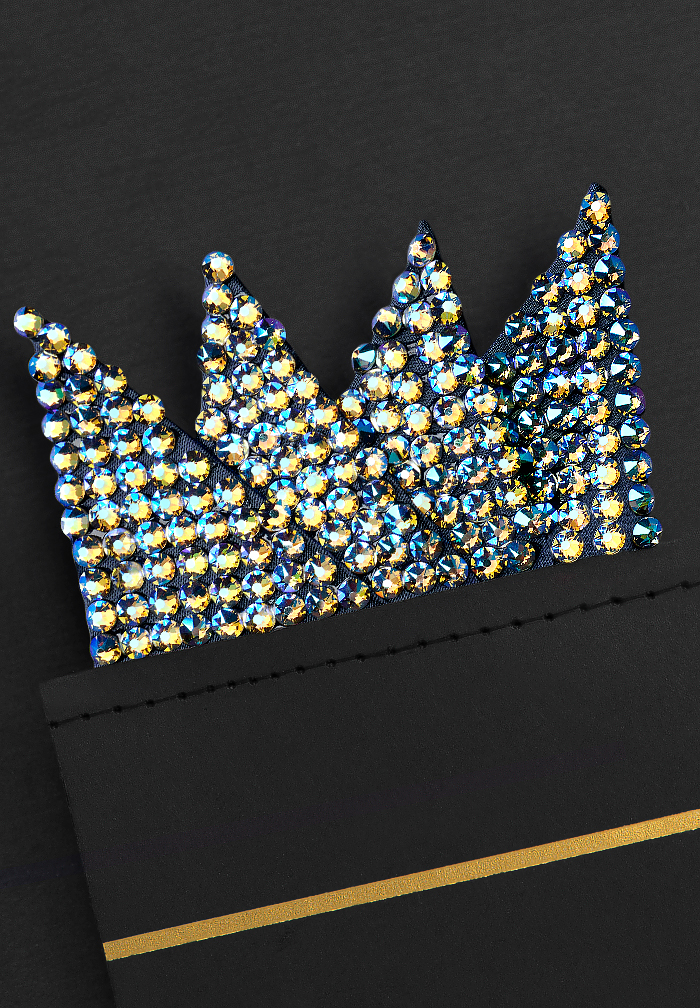 Vito Dance Crystal Pocket Square - Black Diamond Shimmer