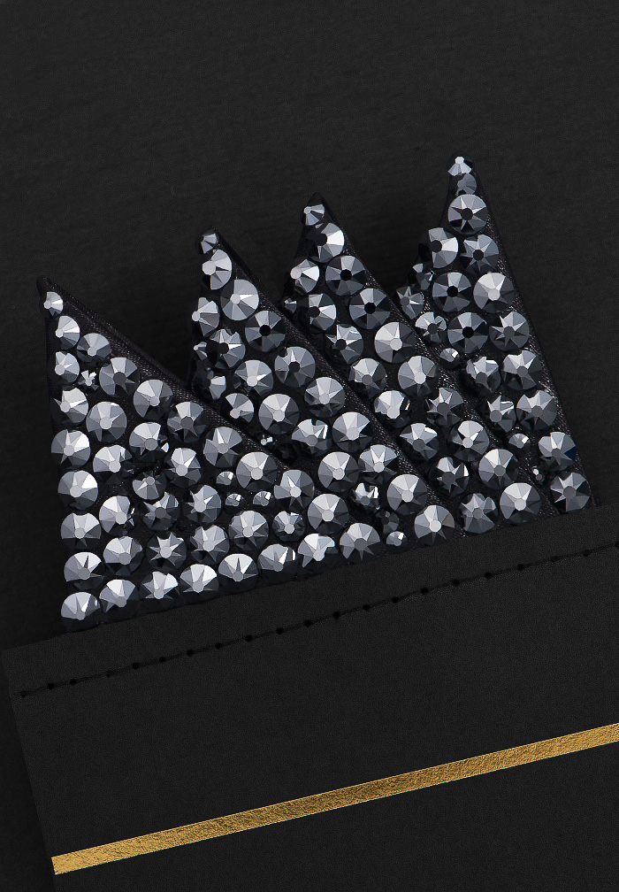 Vito Dance Crystal Pocket Square - Jet Hematite