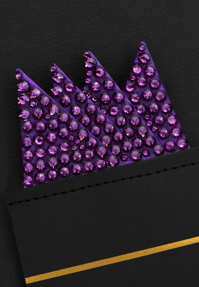 Vito Dance Rhinestone Pocket Square - Amethyst