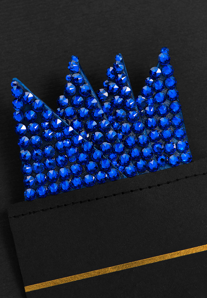 Vito Dance Rhinestone Pocket Square - Capri Blue