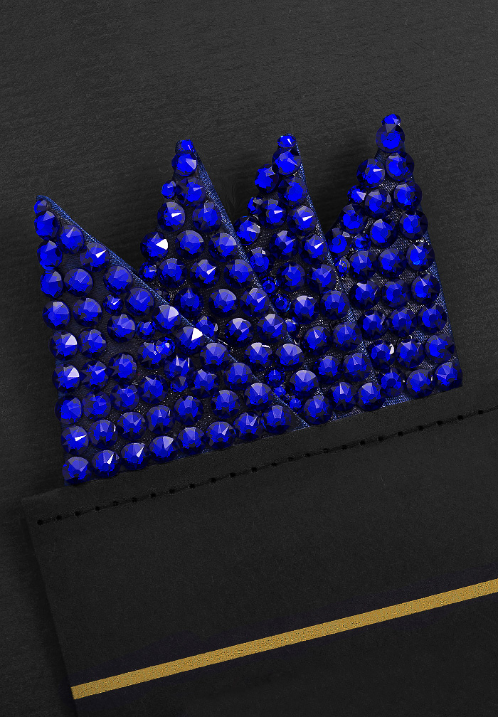 Vito Dance Rhinestone Pocket Square - Cobalt