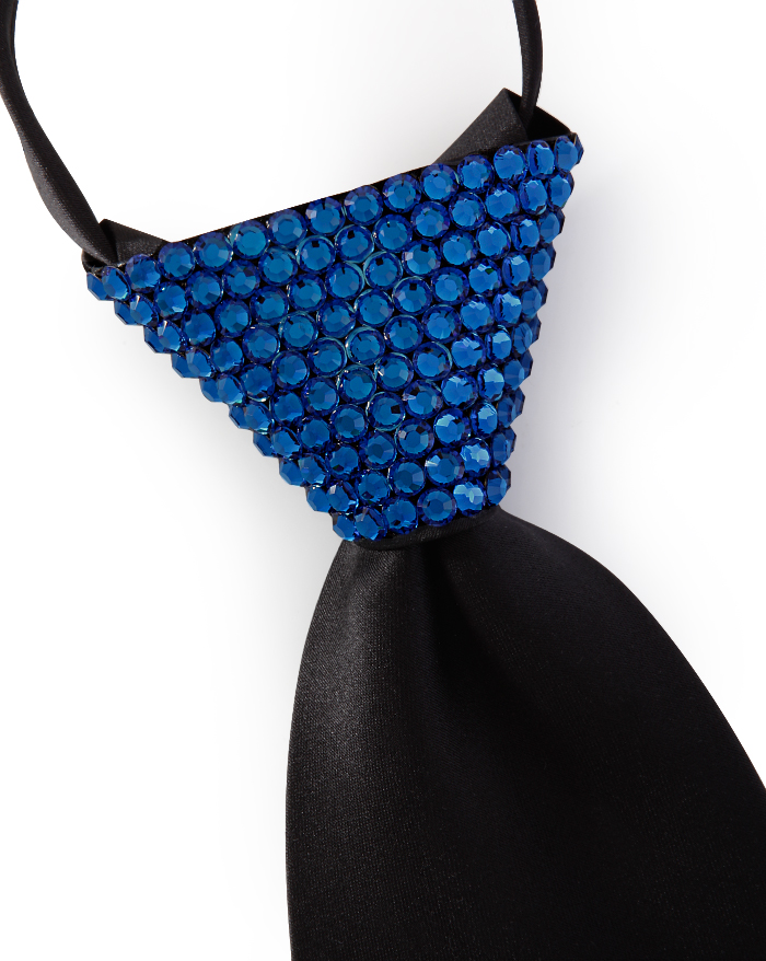 Vito Dance Crystallized Capri Blue Zip Tie-Black Tie
