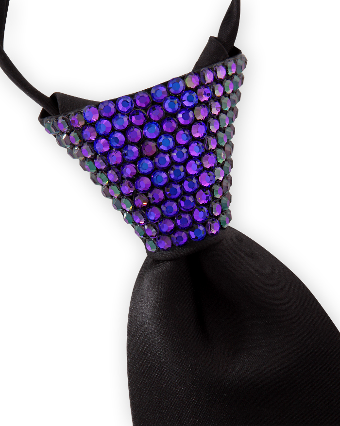 Vito Dance Crystallized Helitrope Zip Tie-Black Tie