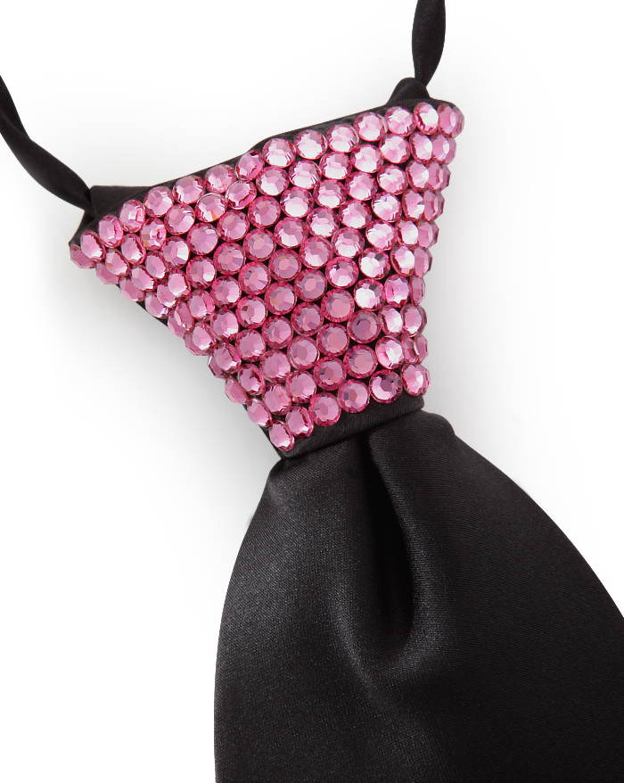 Vito Dance Crystallized Rose Zip Tie-Black Tie